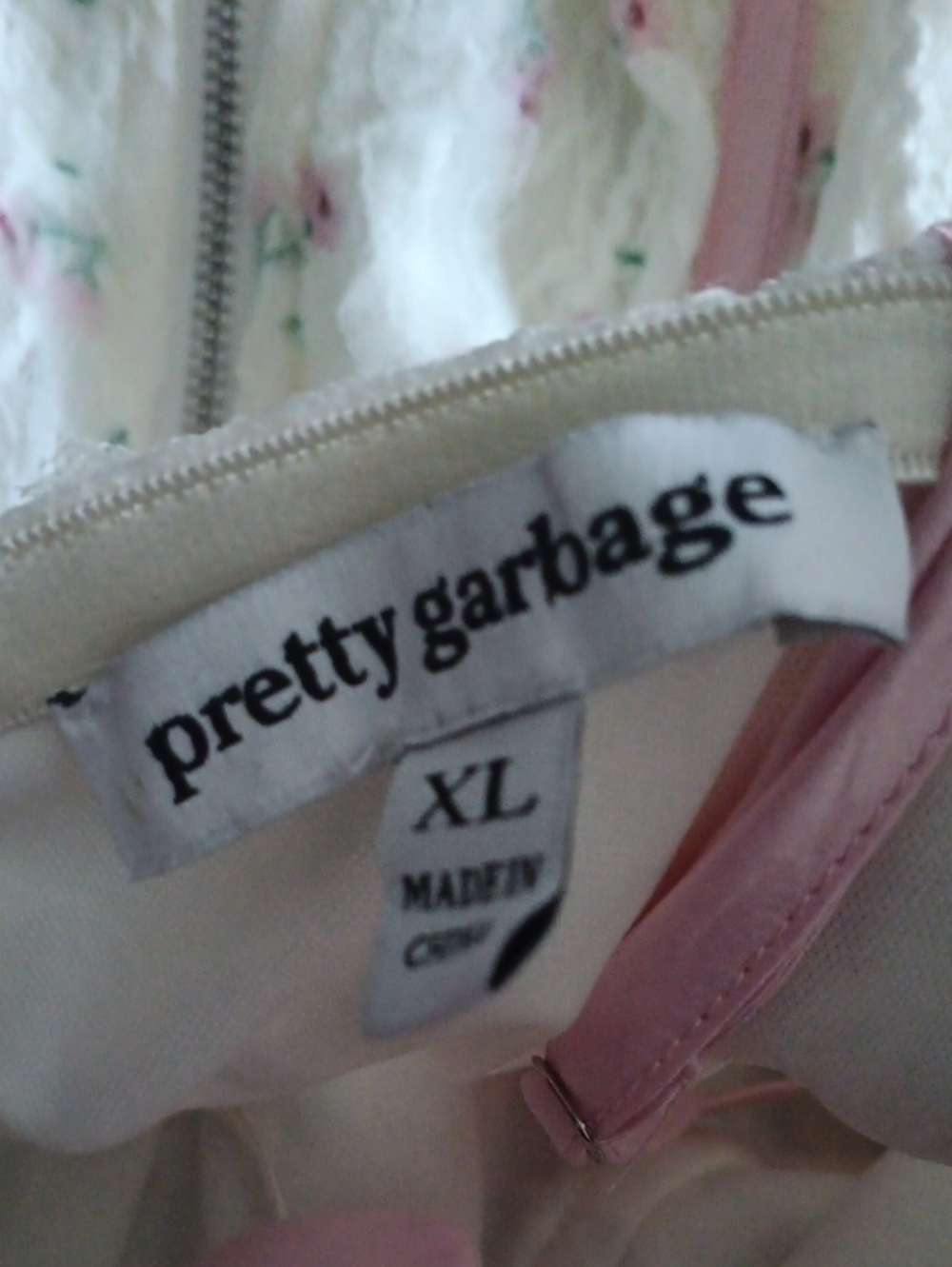 Pretty Garbage Cottagecore Floral Lace Corset Top Pink Ivory XL - Picture 5 of 5